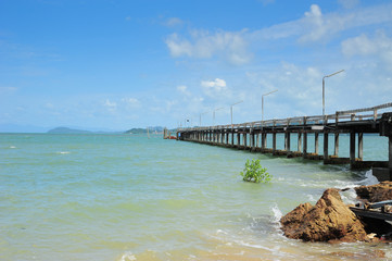 Old wooden pier in Andaman sea, Thailand
