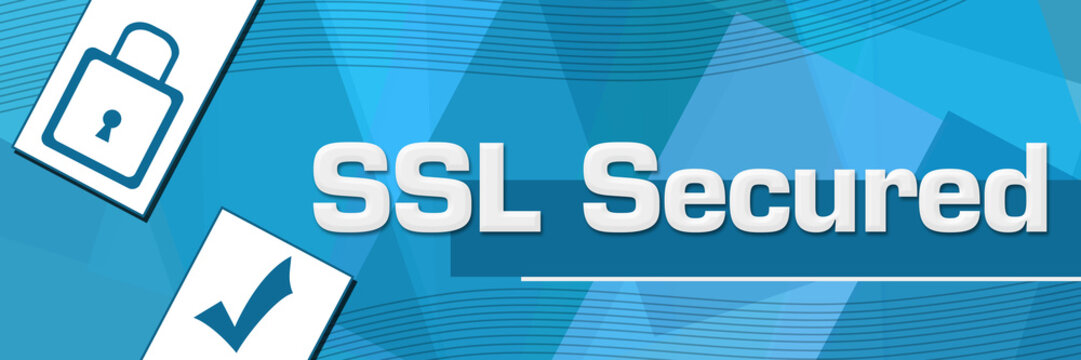 SSL Secured Random Shapes Blue Background 