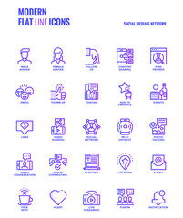 Flat line gradient icons design-Social media & Network