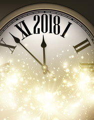 Obraz na płótnie Canvas 2018 New Year background with clock.