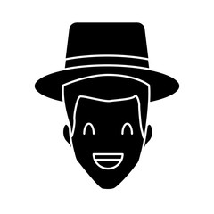 Adult man with hat smiling icon vector illustration graphic design