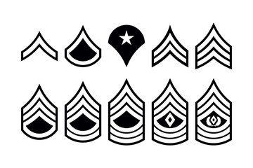 Military Ranks Stripes and Chevrons. Vector Set Army Insignia - obrazy, fototapety, plakaty