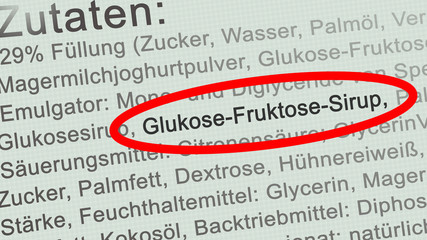 wb16 WarnBanner - german: Etikett mit der Zutat: Glukose-Fruktose-Sirup - Nahrungszusatz - Kohlenhydrate - Fruktose-Intoleranz - Fruktoseintoleranz - 16zu9 g5549