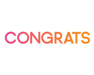 Fototapeta premium Gradient pink to orange isolated standard font word CONGRATS