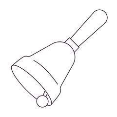 hand bell with wooden handle side view silhouette on white background