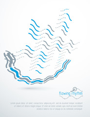Abstract wavy lines rhythm pattern for use in graphic and web design. Vector technology flyer template.