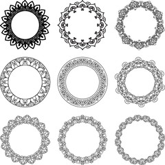 ornamental black floral round frames