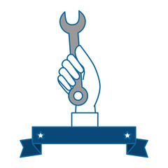 hand worker with wrench tool isolated icon