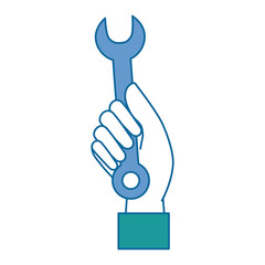 hand worker with wrench tool isolated icon