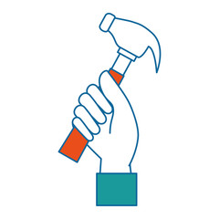 hand worker with hammer tool isolated icon