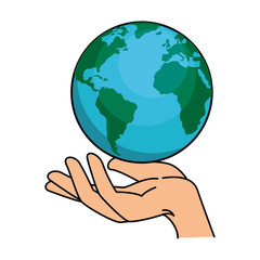 hands human protection with world planet