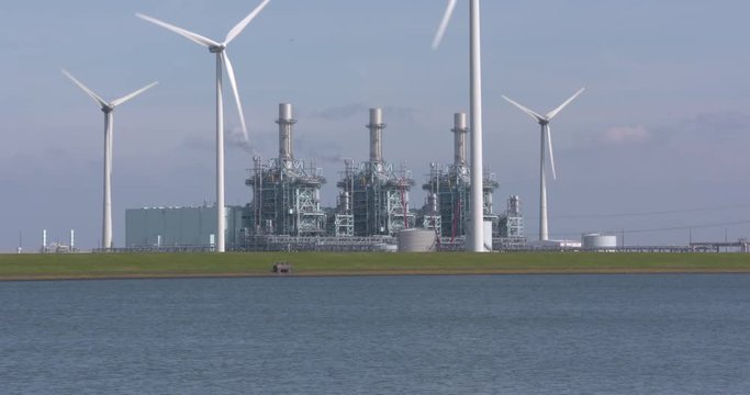 integrated gasification combined cycle (IGCC) power plant Nuon Magnum, located at Eemshaven seaport. GRONINGEN, THE NETHERLANDS - SEPTEMBER 2017