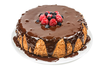 chocolate cake with berries