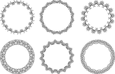 ornamental black floral round frames