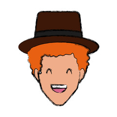 Adult man with hat smiling icon vector illustration graphic design