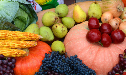 Vegetables and fruits background