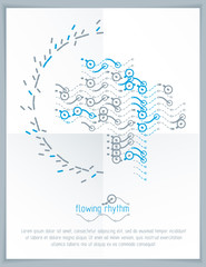 Obraz premium Abstract wavy lines rhythm pattern for use in graphic and web design. Vector technology flyer template.
