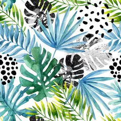 Fotobehang Grafische prints Hand getekende abstracte tropische zomer achtergrond