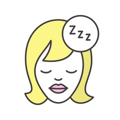 Sleeping woman color icon