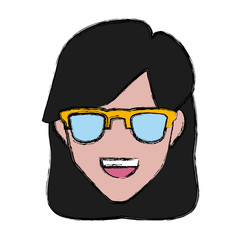 Woman with hat smiling cartoon icon vector illustration graphic design