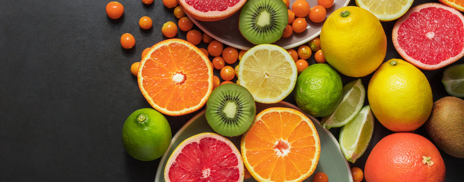 Fototapeta Closeup of fresh fruits