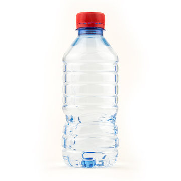 container recycling waste / Small water plastic bottle of drinking water isolated on white