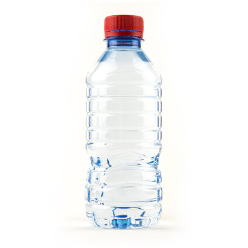 container recycling waste / Small water plastic bottle of drinking water isolated on white