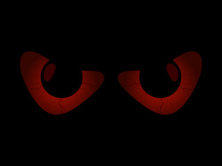 Evil scary eyes, black pupils. Halloween element for design. Vector illustration