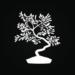 Bonsai tree in pot .Vector illustration.