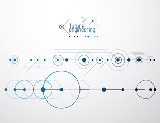 Vector industrial and engineering background, future technical plan. Abstract blueprint of mechanism, mechanical scheme.