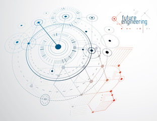 Obraz premium Futuristic abstract vector technology background. Mechanical engineering wallpaper.