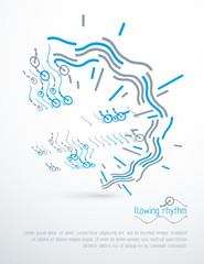 Abstract wavy lines pattern, art graphic illustration can be used as presentation flyer or brochure head page.