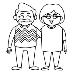 Cute grandparents couple cartoon icon vector illustration graphic design