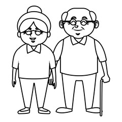 Cute grandparents couple cartoon icon vector illustration graphic design