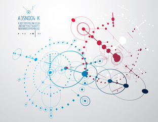 Mechanical engineering technology vector abstract background, cybernetic abstraction with innovative industrial schemes.