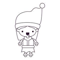 santa claus woman cartoon full body face tongue out expression silhouette on white background