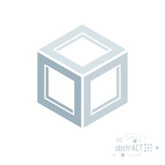 Vector modern geometric artistic graphic composition can be used as template and layout. Abstract technical background with graphic shape, cube.