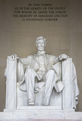 Iconic statue of Abraham Lincoln, sculpted by Daniel Chester French,