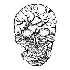 sugar skull day of the dead human head vector design illustration hand drawn