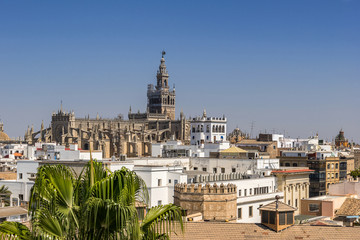 Looking across the rooftops of Seville in Spain