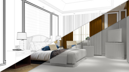 Stadien bei Planung von einem Hotelzimmer