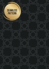 Abstract concept vector monochrome geometric pattern. Dark blue, gold minimal background. Creative illustration template. Seamless stylish texture. For wallpaper, surface, web design, textile, decor.