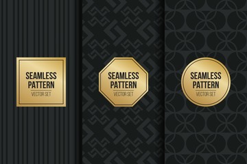 Abstract concept vector monochrome geometric pattern. Dark blue, gold minimal background. Creative illustration template. Seamless stylish texture. For wallpaper, surface, web design, textile, decor.