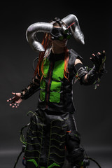 Man in costume with horns fairy character