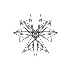 Abstract geometric shape of lines.  Vector outline illustration.