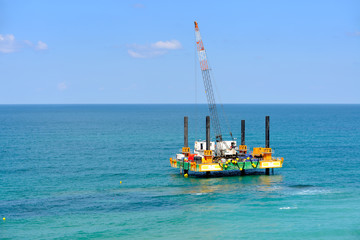 Gas drilling rig platform in Mediterranean sea