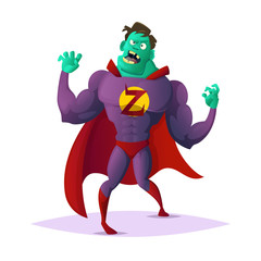 Zombie superhero. Concept cartoon character design vector illustration
