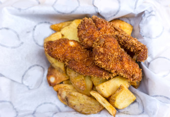 British Traditional fish and chips and  tartar sauce