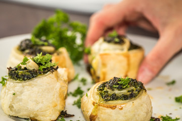 French pastry with spinach