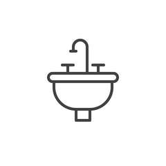 Sink line icon, outline vector sign, linear style pictogram isolated on white. Symbol, logo illustration. Editable stroke